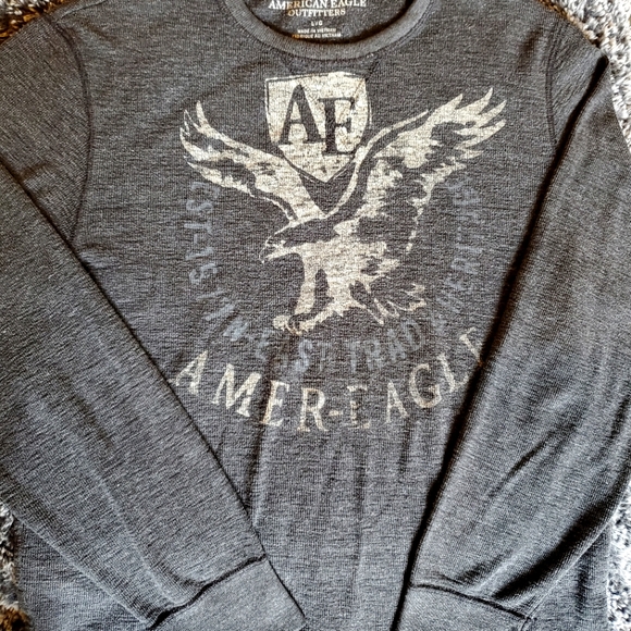 Men's LG American Eagle Henley in Charcoal Gray - Picture 1 of 9